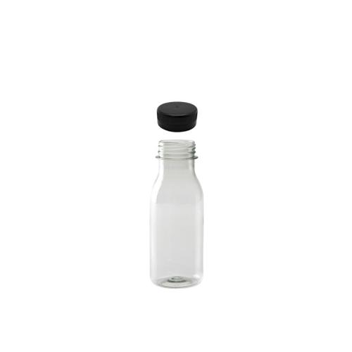 Botella Plástico 250ml. PET. Tapón negro preenroscado