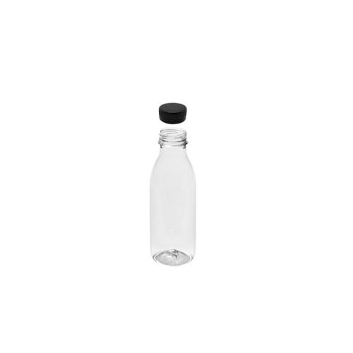 Botella Plástico 500ml. PET. Tapón negro preenroscado