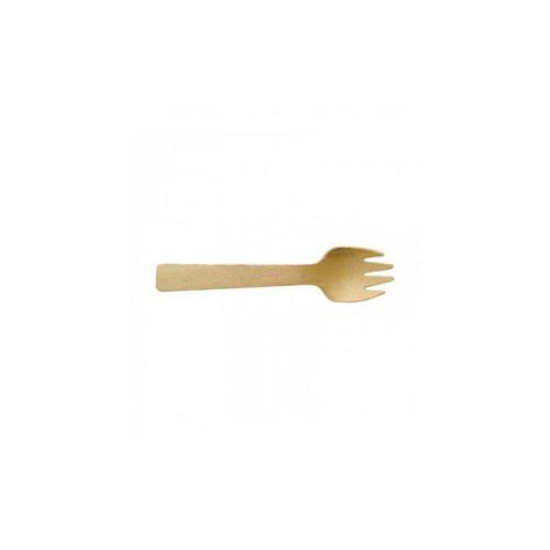 Mini tenedor-cuchara madera 102mm (100 uds)